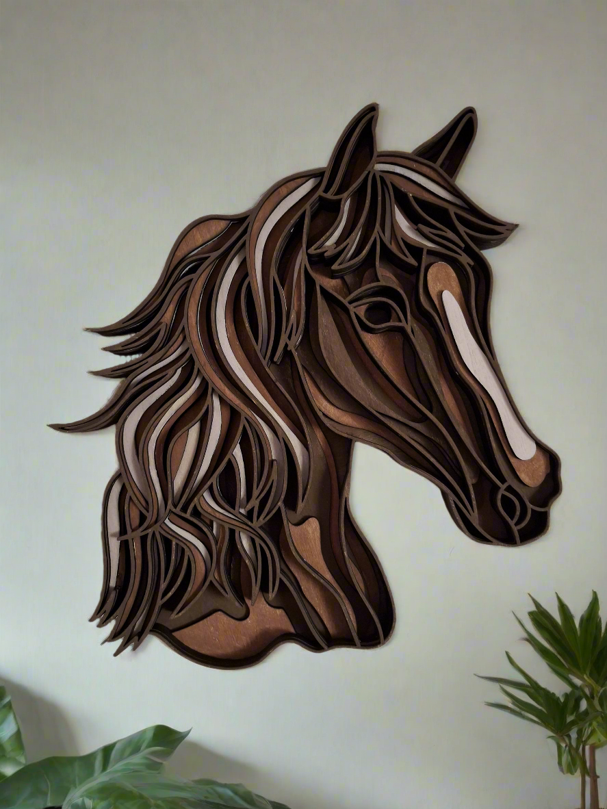 Horse Head Multi Layered laser cut wall art