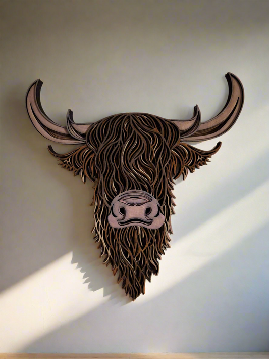 Highland cow Layered laser cut wall artl