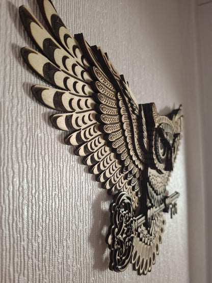 Multi Layered laser cut Owl wall art